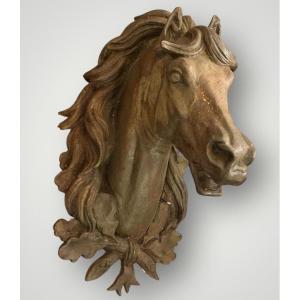 Cast Iron Horse Head, Butcher's Shop Sign, Stud Farm Or Stable, Mid-19th Century, H 60 Cm