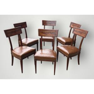 Set Of Six Mahogany Chairs In The Etruscan Or Band Style, Directoire-consulate Style - Consulate 