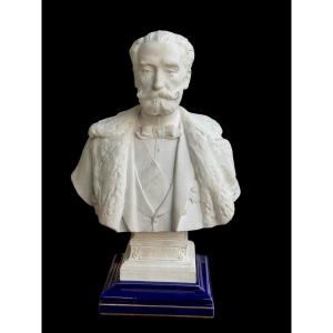 Marie Francois Sadi Carnot (1837-1894) Sèvres Porcelain Bust, 1890, Sculptor H. Chapu 