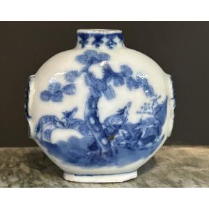 Chinese Blue And White Porcelain Snuff Bottle Decorated With Deer, 19th Century