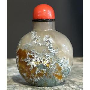 Chinese Moss Agate Snuff Bottle, Late 19th Or Early 20th Century - China