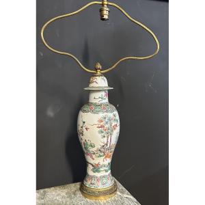 Polychrome Chinese Porcelain Vase Mounted As A Lamp, Late 19th Century - Chinese