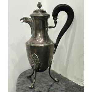 Small, Selfish, Solid Silver Teapot From The Empire Period - Teapot - Coffee Pot - Tripod 