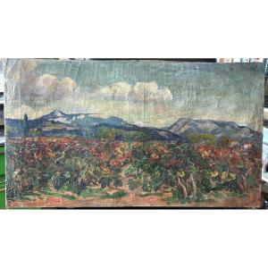 René Seyssaud (1867-1952) Provençal Landscape, Oil On Canvas - Painter Of Provence