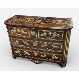 Louis XIV Period Rosewood Veneer Commode With Wooden Top - Regency Style, Early 18th Century