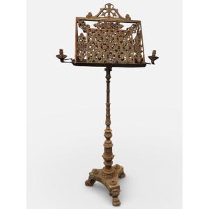 Cast Iron Church Or Chapel Lectern In The Neo-gothic Style, Mid-19th Century, H 190 Cm