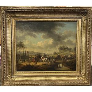 Jacques Francois Joseph Swebach (1769-1823) Oil On Canvas - French Dragoons 