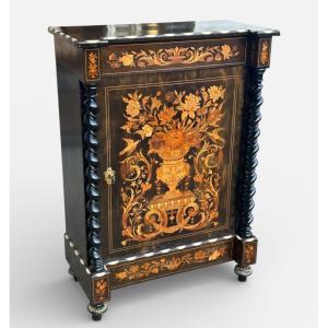Buffet - A Piece Of Furniture At Waist Height Or Between Two Rooms, In Marquetry And Bone Veneer, Late 19th Century 