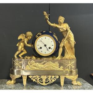 Rare Empire Period Allegorical Clock, "love Moving The Heavens" - Gilt Bronze, Circa 1810