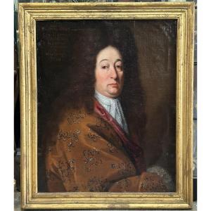 18th Century French School - Portrait Of Antoine Hervy Du Clos - Oil On Canvas