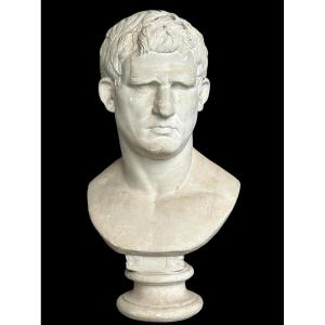 Antique-style Plaster Bust Of Emperor Marcus Vipsanius Agrippa- Rome - Roman H 65 Cm