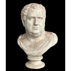 Antique Plaster Bust Of The Emperor Vitellius - Rome - Roman H 57 Cm