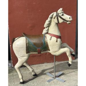 Polychrome Wooden Merry-go-round Horse From The 1900s