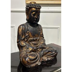 Large Vietnamese Lacquered Wooden Seated Buddha - Vietnam Nguyen Dynasty, Early 20th Century