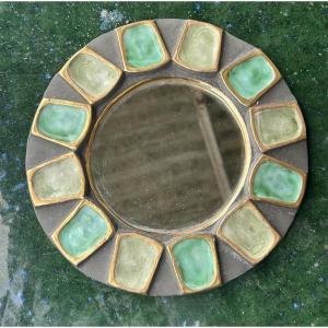 Mithé Espelt - Ceramic Wall Mirror Circa 1950