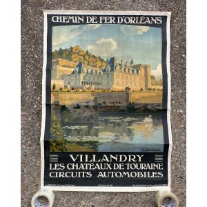 Old Travel Poster By Constant Duval Circa 1920 Chemin De Fer d'Orleans Villandry