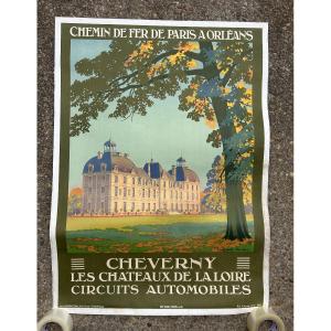 Old Travel Poster By Constant Duval Circa 1920 Chemin De Fer d'Orleans Cheverny