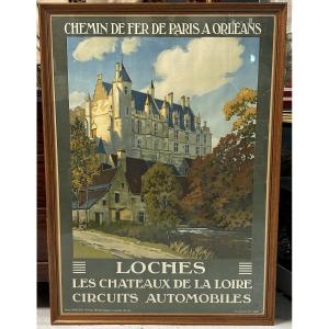 Vintage Travel Poster By Constant Duval, Paris-orléans-loches Railway, Motor Racing Circuit