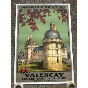 Original Poster Château De La Loire Chemin De Fer Paris Orleans Valençay - Alo