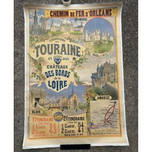 Old Poster For The Orleans Railroad, Châteaux Des Bords De La Loire 1893 G Fraipont