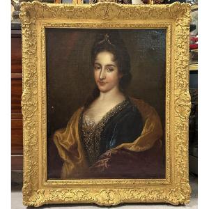 17th Century French School Portrait Of A Woman Of Quality With Diadem Taste Of François De Troy