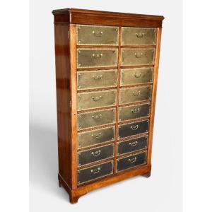Blond Mahogany Double-row 16-cardboard Chest Late 19th Century