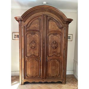Magnificent Early 19th Century Blond Oak And Marquetry Cabinet H 298 C