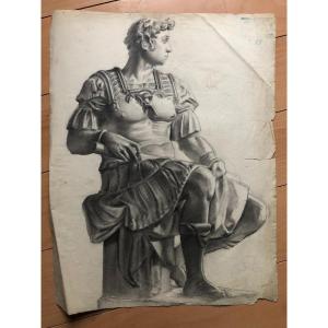 Ancien Dessin Académique Vers 1900 Par Chauvet Gaston - Crayon N° 4