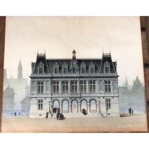 Watercolor Castle Or Architectural Drawing Late Nineteenth Century