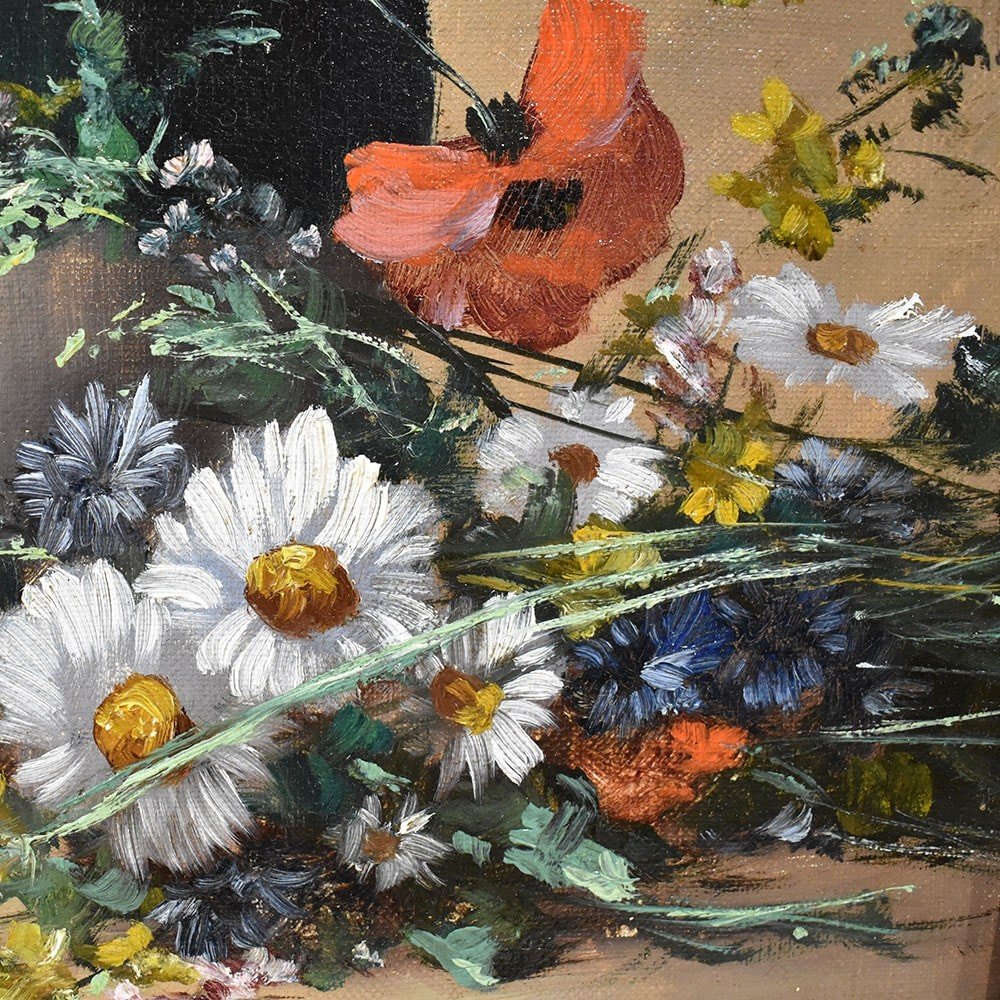 QUADRI ANTICHI, NATURA MORTA DI FIORI CON PAPAVERI, OLIO SU TELA, DELL 800. (QF472)-photo-2