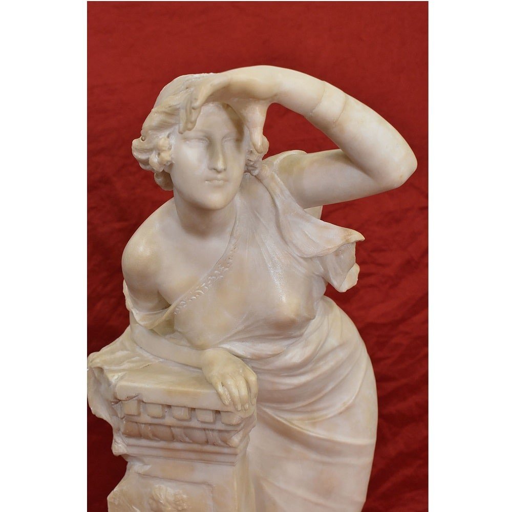 SCULTURE ANTICHE IN ALABASTRO, SCULTURA DI DONNA, GIUSEPPE GAMBOGI, STATUE DELL 800. (STAL73)  -photo-1