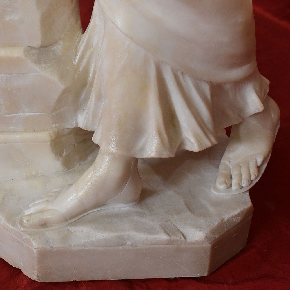 SCULTURE ANTICHE IN ALABASTRO, SCULTURA DI DONNA, GIUSEPPE GAMBOGI, STATUE DELL 800. (STAL73)  -photo-5