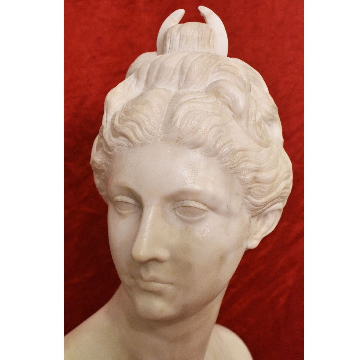 SCULTURE ANTICHE IN MARMO, SCULTURA ANTICA DI DONNA, DIANA, HUDON, EPOCA XIX SECOLO. (STMA76)-photo-2