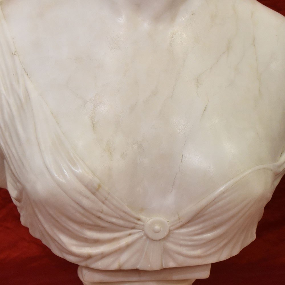 SCULTURE ANTICHE IN MARMO, SCULTURA ANTICA DI DONNA, DIANA, HUDON, EPOCA XIX SECOLO. (STMA76)-photo-3