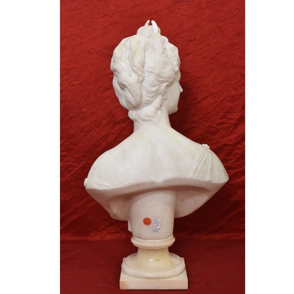 SCULTURE ANTICHE IN MARMO, SCULTURA ANTICA DI DONNA, DIANA, HUDON, EPOCA XIX SECOLO. (STMA76)-photo-4