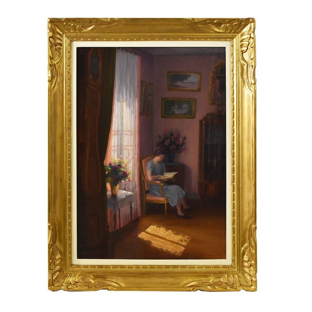 QUADRI ANTICHI, RITRATTI DI DONNA CHE LEGGE, METÀ DEL NOVECENTO. (QR575)