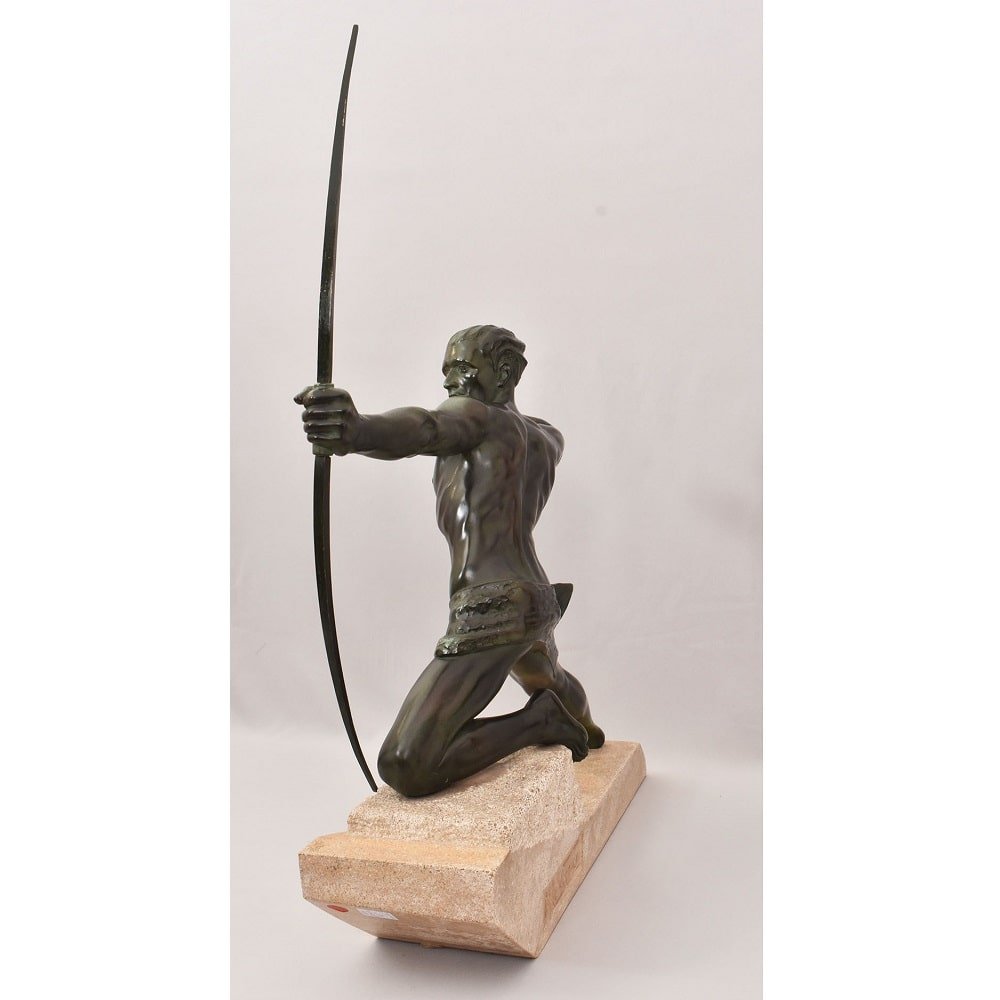 ANTICHE SCULTURE IN ANTIMONIO, MAX LE VERRIER, ARCIERE, ART DECO, SCULTORE FRANCESE. (STAN90)-photo-3