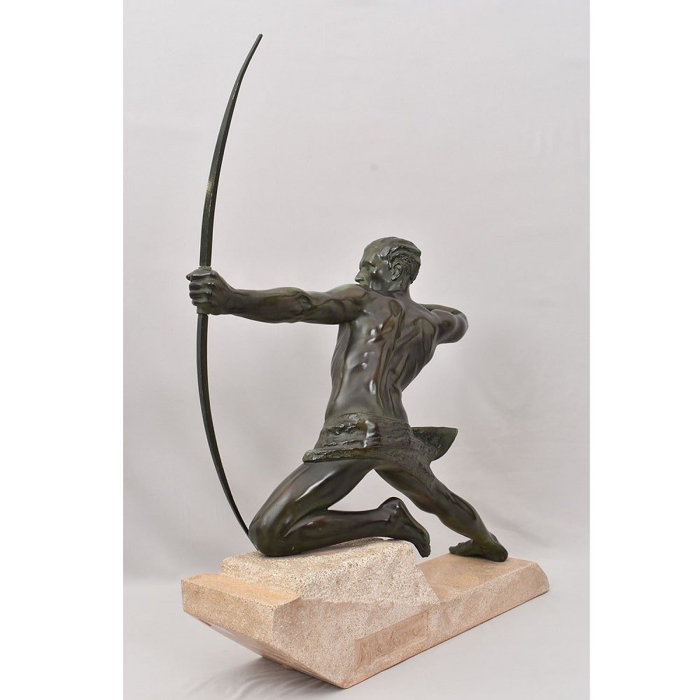 ANTICHE SCULTURE IN ANTIMONIO, MAX LE VERRIER, ARCIERE, ART DECO, SCULTORE FRANCESE. (STAN90)-photo-4
