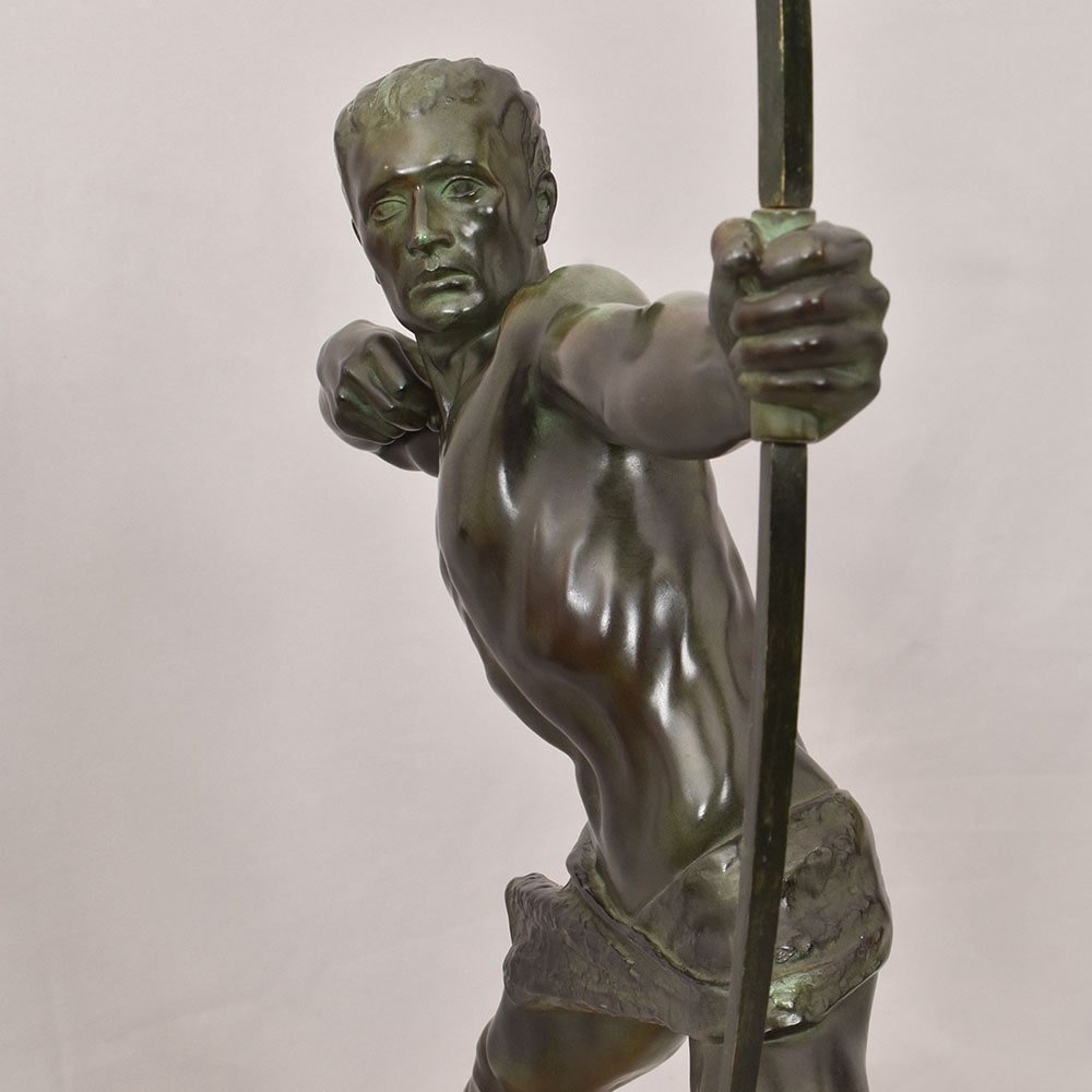ANTICHE SCULTURE IN ANTIMONIO, MAX LE VERRIER, ARCIERE, ART DECO, SCULTORE FRANCESE. (STAN90)-photo-2