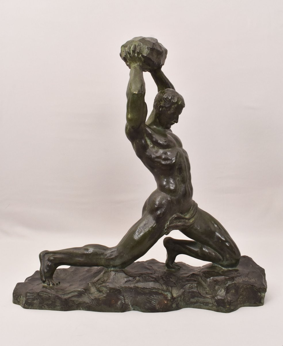 Antiche Sculture In Bronzo, Uomo, Guerriero,  Art Deco, XX Secolo. (STB91)-photo-2