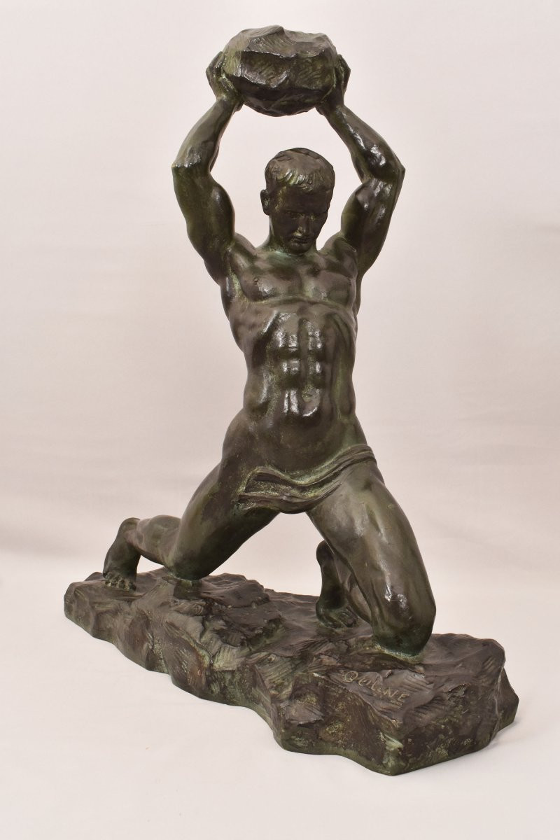 Antiche Sculture In Bronzo, Uomo, Guerriero,  Art Deco, XX Secolo. (STB91)-photo-1