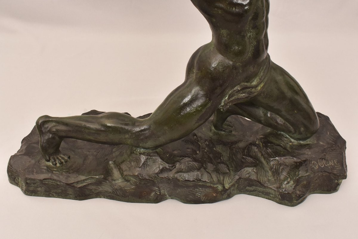 Antiche Sculture In Bronzo, Uomo, Guerriero,  Art Deco, XX Secolo. (STB91)-photo-4