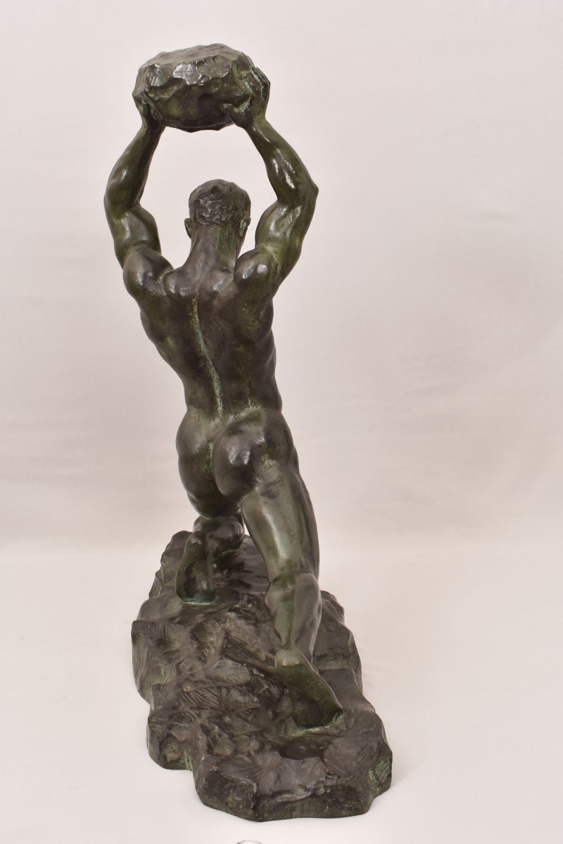 Antiche Sculture In Bronzo, Uomo, Guerriero,  Art Deco, XX Secolo. (STB91)-photo-7