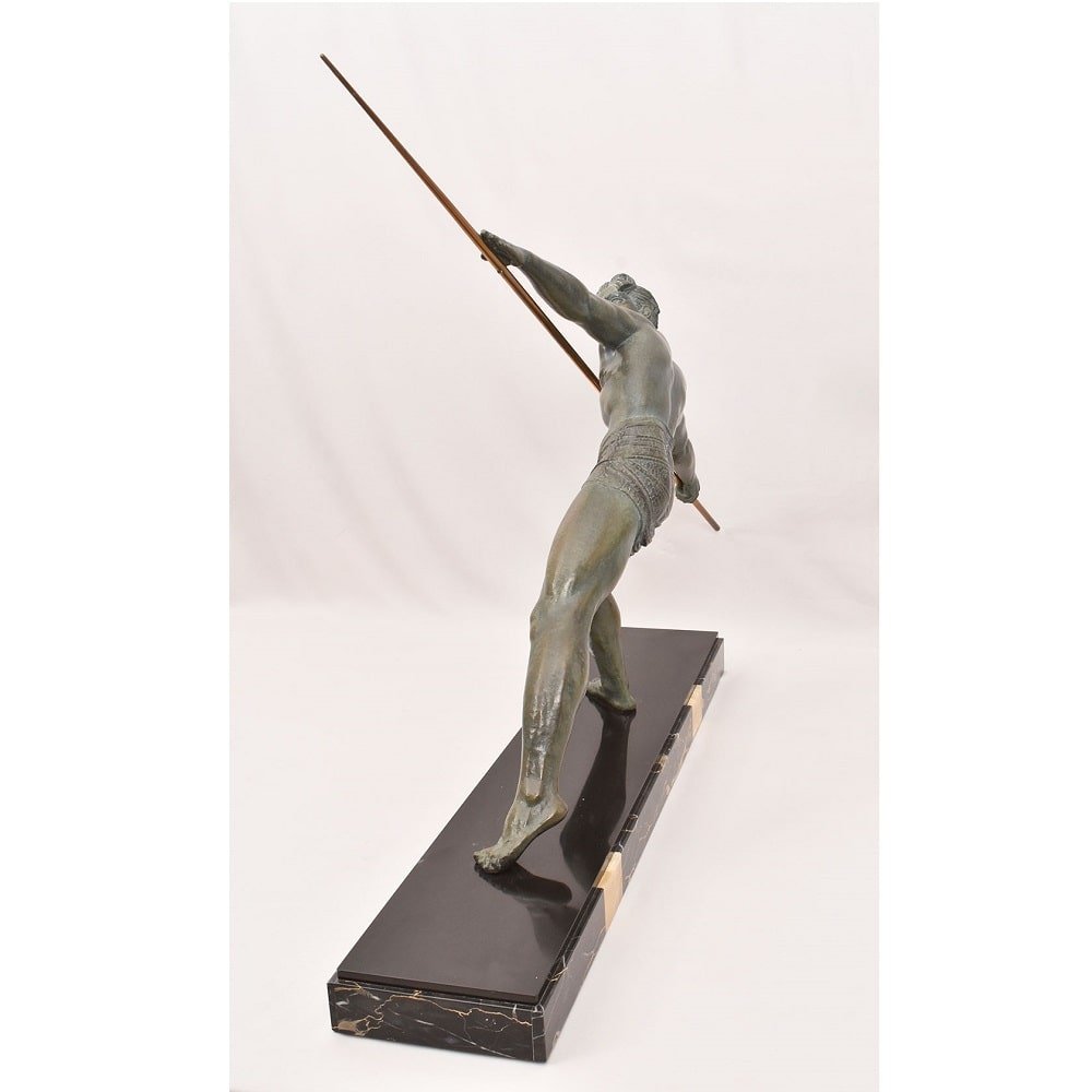 ANTICHE SCULTURE FRANCESI IN ANTIMONIO, CHIPARUS, GUERRIERO CON LANCIA, ART DECO. (STAN93)-photo-4