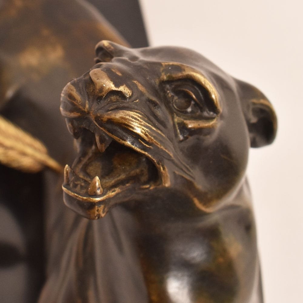 ANTICHE SCULTURE IN BRONZO, LEONESSA FERITA, CHARLES VALTON, SCULTORE FRANCESE, XIX. (STB96)-photo-4