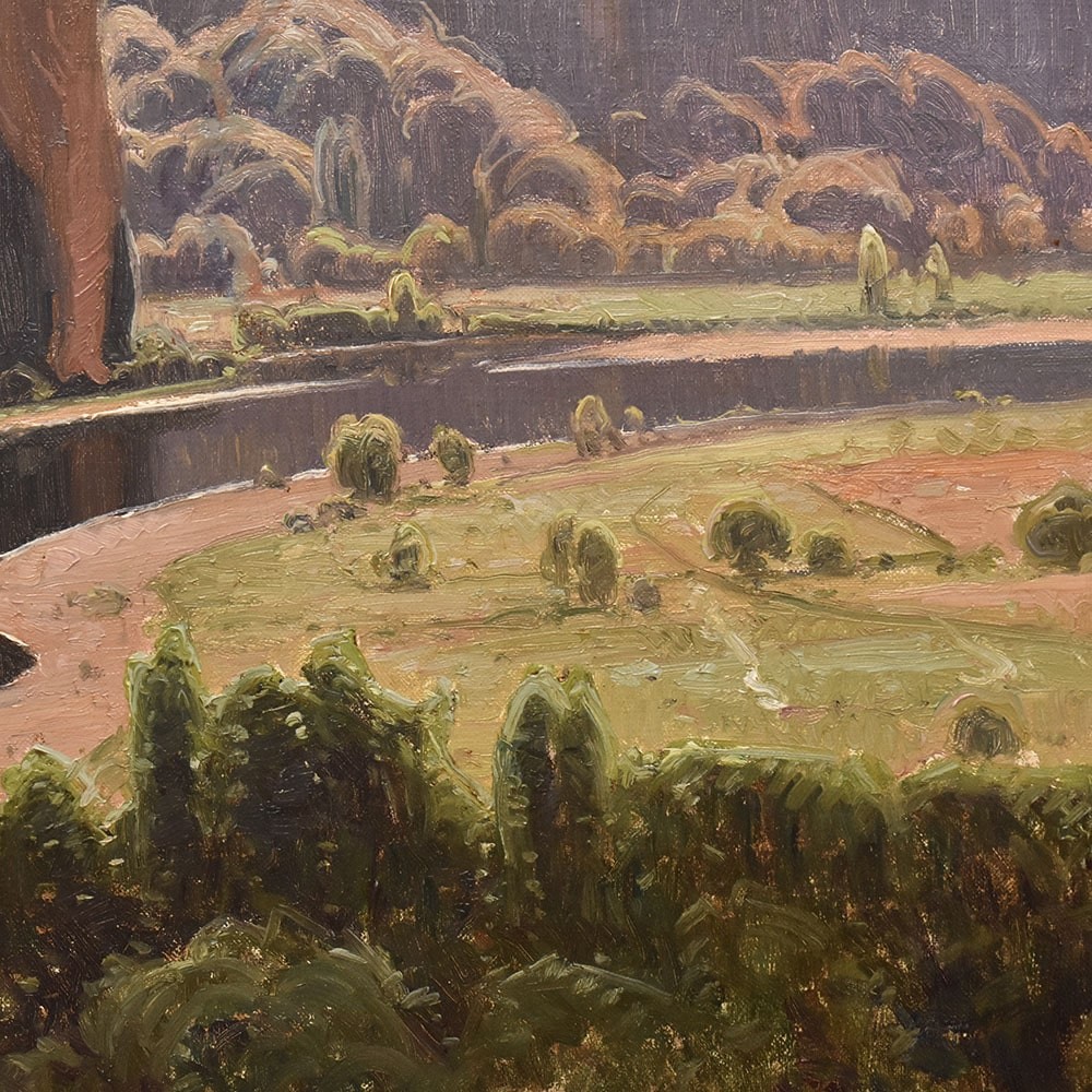 DIPINTI ANTICHI PAESAGGI E FIUME, VALLE DI CORREZE, DIDIER POUGET,  TELA, INIZIO XX. (QP657)-photo-6