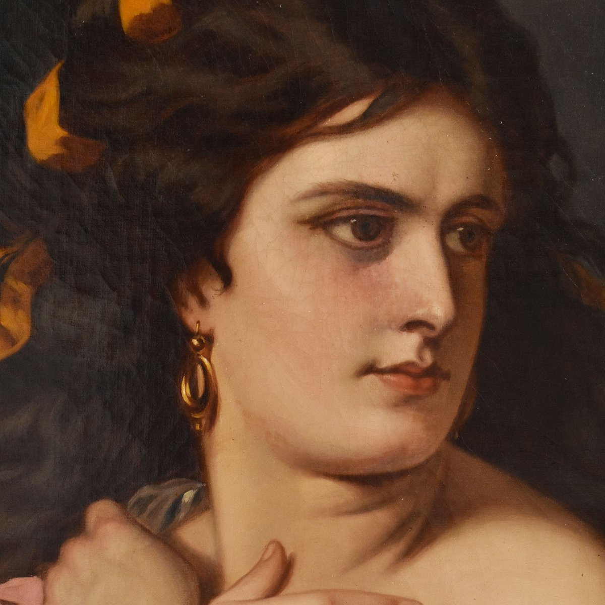 QUADRI ANTICHI, MUSA, MITOLOGIA GRECA, RITRATTI FEMMINILI, OLIO SU TELA, EPOCA OTTOCENTO(QR669)-photo-1