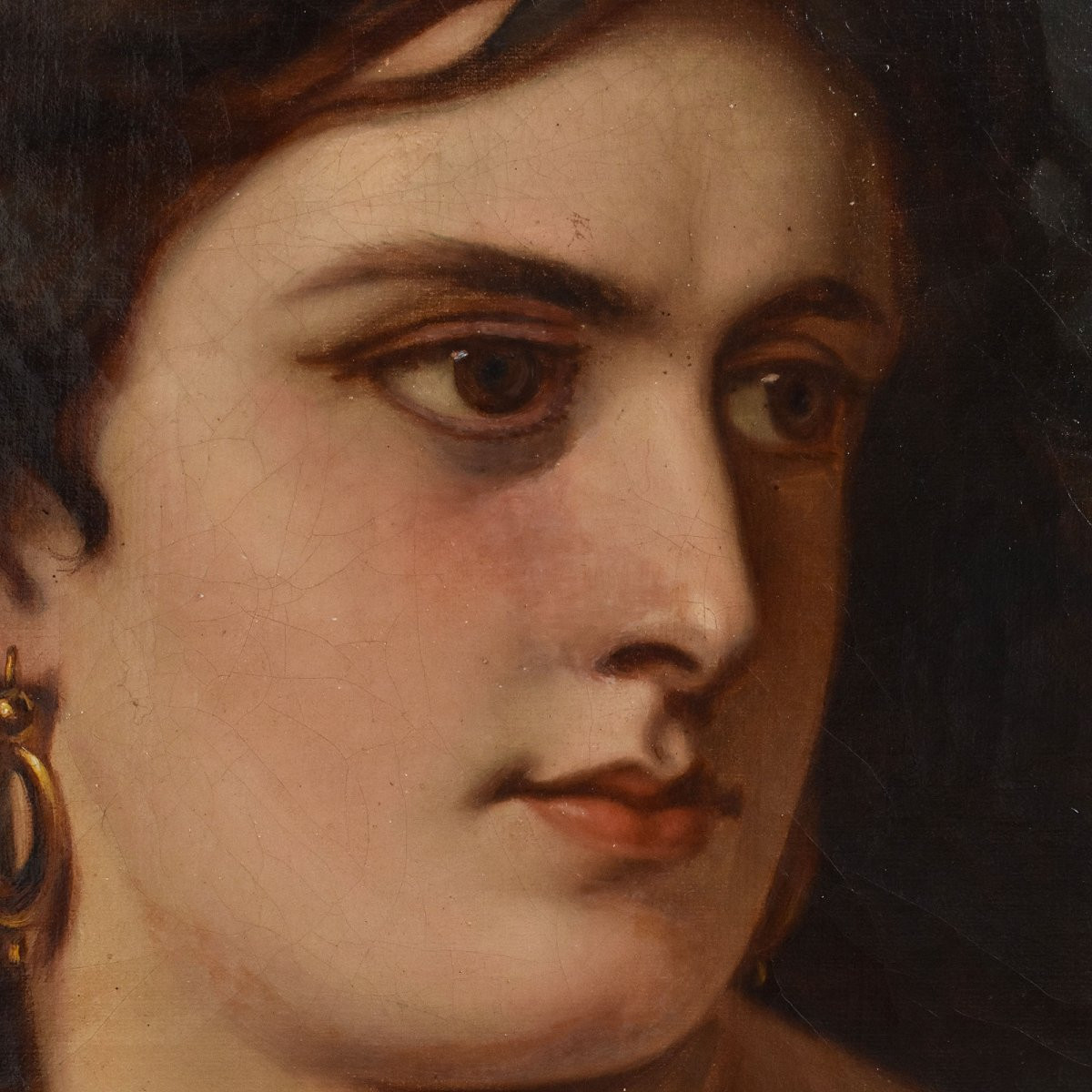 QUADRI ANTICHI, MUSA, MITOLOGIA GRECA, RITRATTI FEMMINILI, OLIO SU TELA, EPOCA OTTOCENTO(QR669)-photo-2