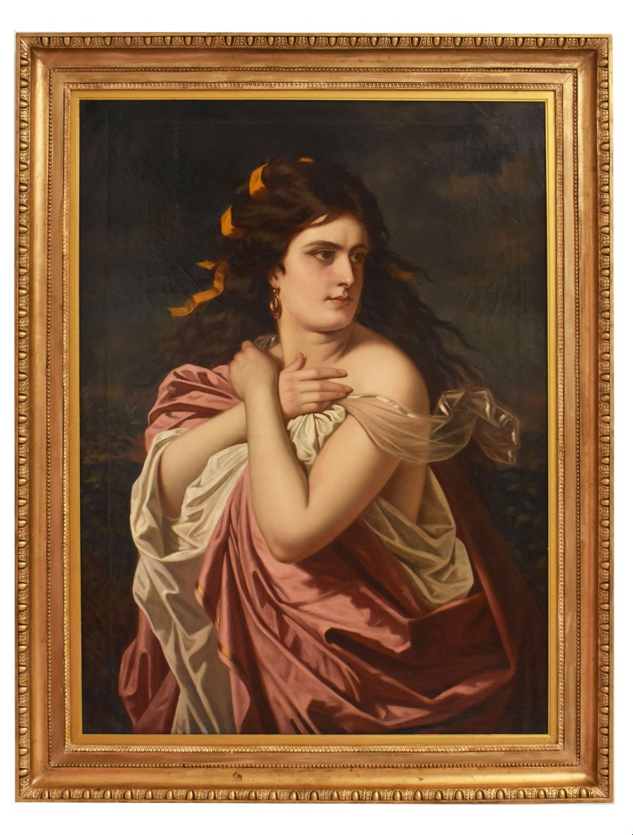 QUADRI ANTICHI, MUSA, MITOLOGIA GRECA, RITRATTI FEMMINILI, OLIO SU TELA, EPOCA OTTOCENTO(QR669)