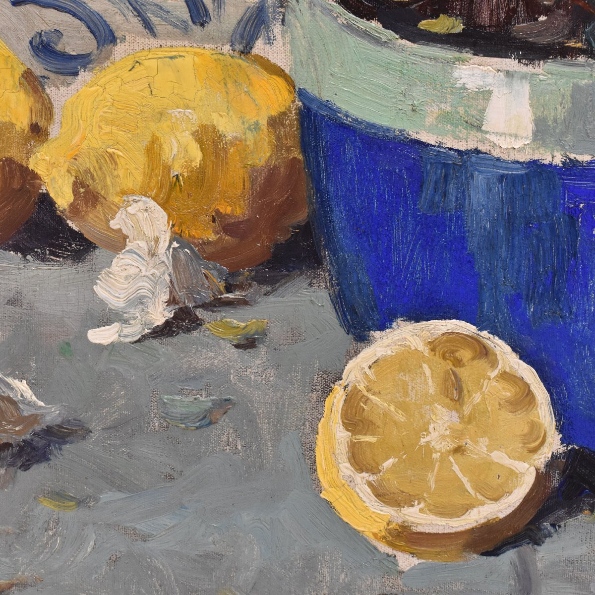 DIPINTI ANTICHI CON FIORI DI ROSE E AZALEE, NATURE MORTE, OLIO SU TELA,  ART DECO. (QF682)   -photo-4